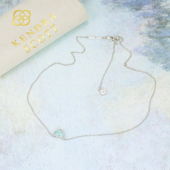 Kendra Scott Ari Heart Light Blue Illusion necklace Silver Tone March - Picture 5 of 6